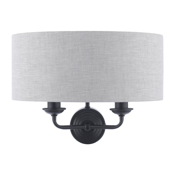 (image for) Laura Ashley Sorrento 2 Light Wall Light Matt Black With Natural Shade